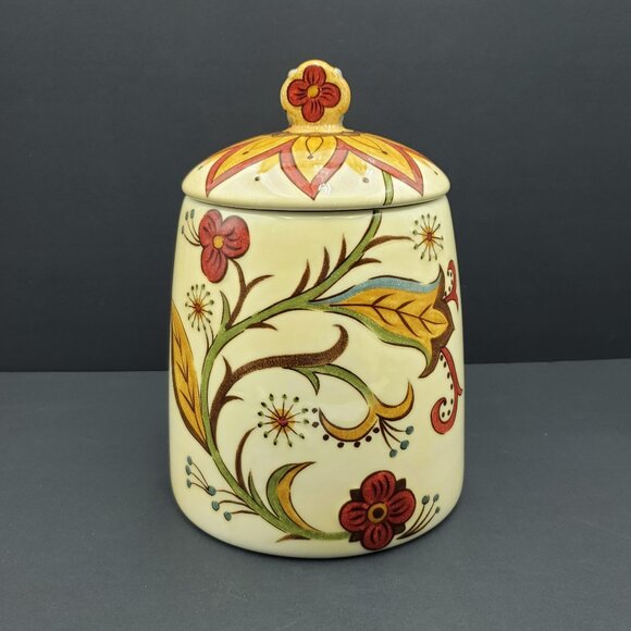 Pier 1 Carynthum Cookie Jar PIer 1 Imports Colorful Floral Canister Treat Jar - Picture 3 of 10